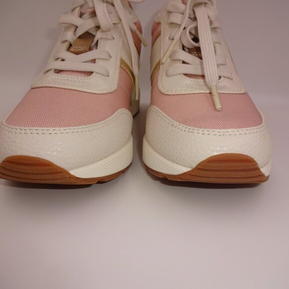 Womens Michael Kors Mabel Trainer Platform Wedge Sneakers 8 M Pink White Gold - Picture 5 of 9